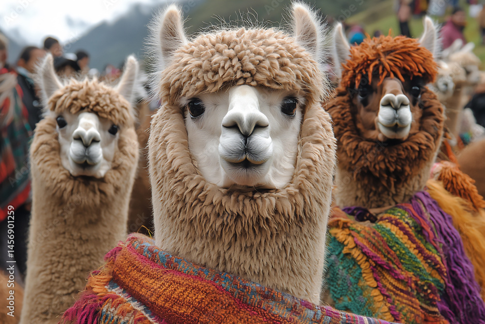 Fototapeta premium name : alpaca wool textile fair indigenous,