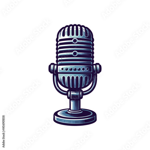 Retro vintage Radio Microphone vector illustration isolated on a white background