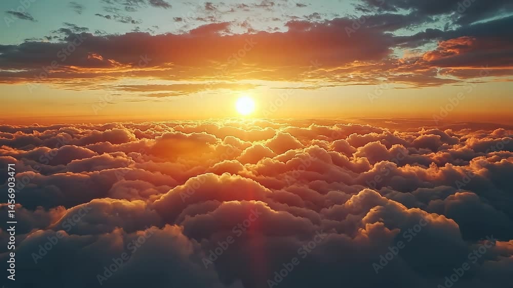 Stunning sunset view from above the clouds Stunning sunset view from above the clouds