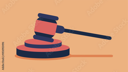 Gavel and Block A minimalistic design featuring a gavel about to hit a simple round sound block set against a plain background to emphasize the objects.