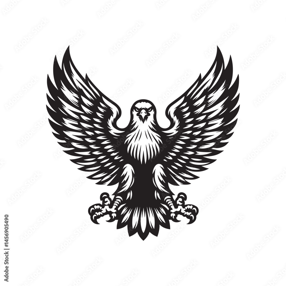 Black and white Flying Eagle Mascot Logo vector illustration isolated on a white background Black and white Flying Eagle Mascot Logo vector illustration isolated on a white background