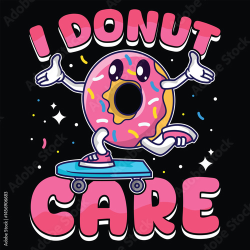 Donut care Retro t shirt design,funny donut vector illustration t-shirt design