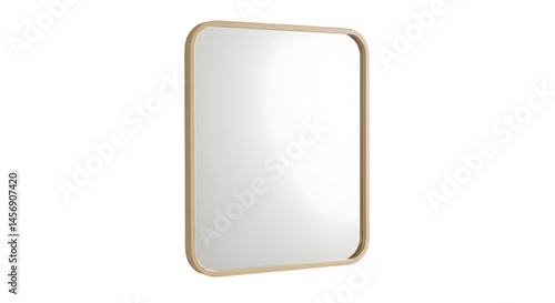 Light beige wood framed rectangular wall mirror