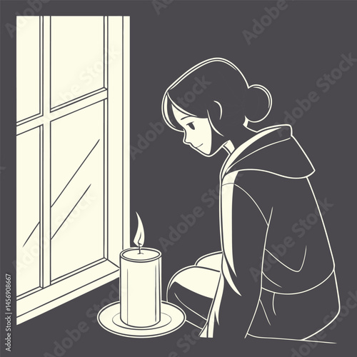 vector illustration of a candlestick with a candle