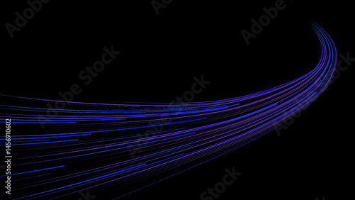 high speed purple line abstract technology background digital fiber hi tech concept. speed light line blur on dark background, data transfer simulation.