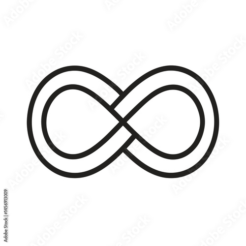 Simple black and white vector illustration of an infinity symbol on a white background
