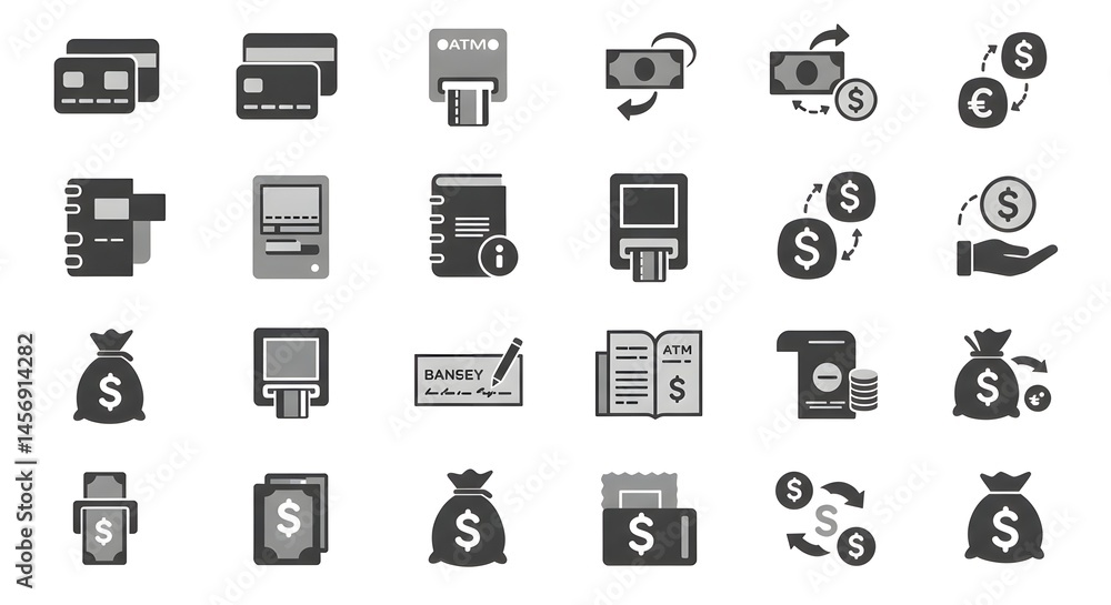 Banking and finance icons vector illustration set Banking and finance icons vector illustration set
