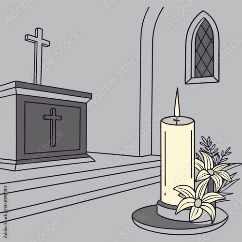 vector illustration of a candlestick with a candle
