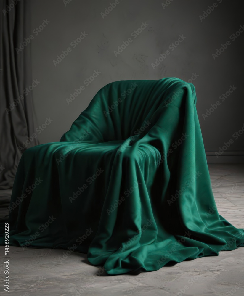 Naklejka premium Deep emerald velvet cloth, plush texture for sophisticated settings , rich, emerald green, design