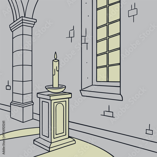 vector illustration of a candlestick with a candle
