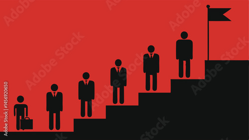 Descent into Extremism A staircase with individuals at various levels starting from neutral content at the top and leading down to radical content at the bottom illustrating the