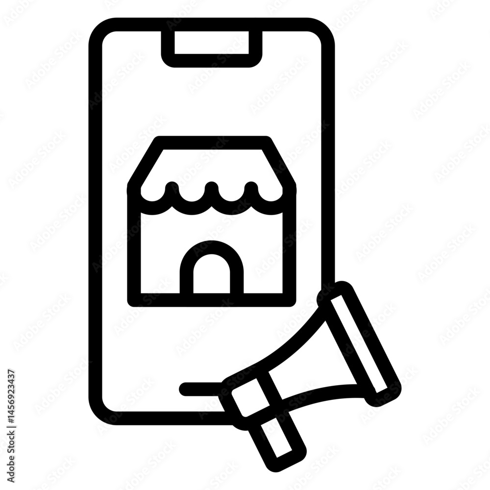 Online Store Promotion Vector Line Icon Design Online Store Promotion Vector Line Icon Design