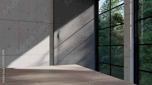 empty interior room shadow wall space background mock up architecture sunlight. empty home modern window light floor design apartment white house indoor. blank minimal concept backdrop bright clean.