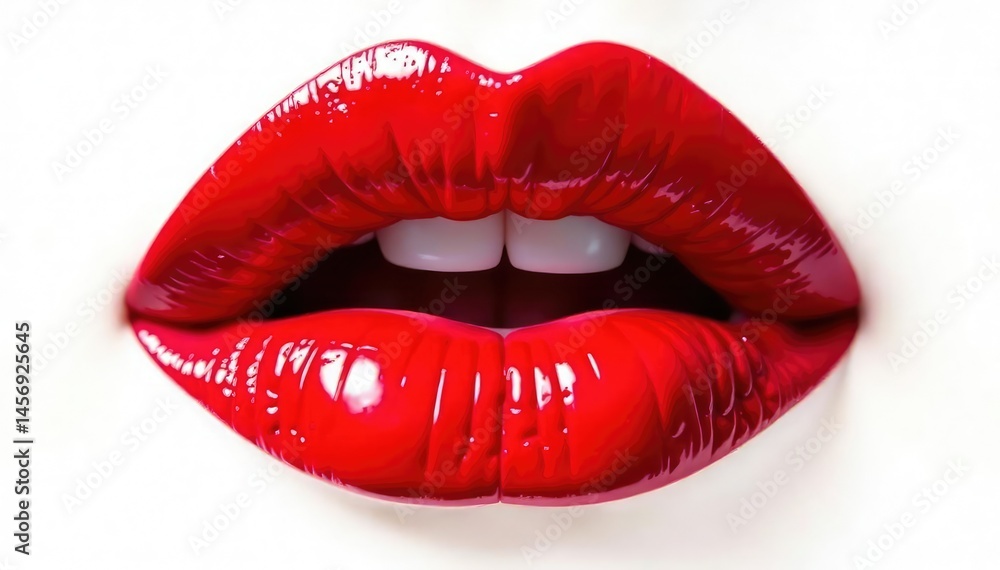 Bold red lipstick smear against stark white backdrop , graphic design, energy, smear Bold red lipstick smear against stark white backdrop , graphic design, energy, smear