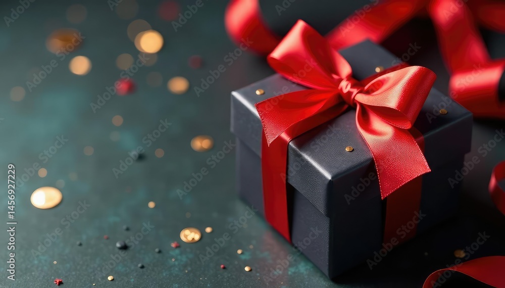 Elegant red ribbon tied gift boxes, gold accents, fabric, christmas, element Elegant red ribbon tied gift boxes, gold accents, fabric, christmas, element