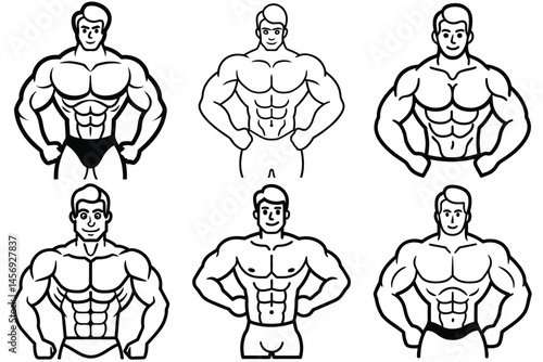 Wallpaper Mural Dynamic Bodybuilding Poses, Muscular Male Torso Illustrations Torontodigital.ca