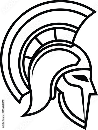 Bold Spartan Helmet: Minimalist Greek Warrior Crest Art