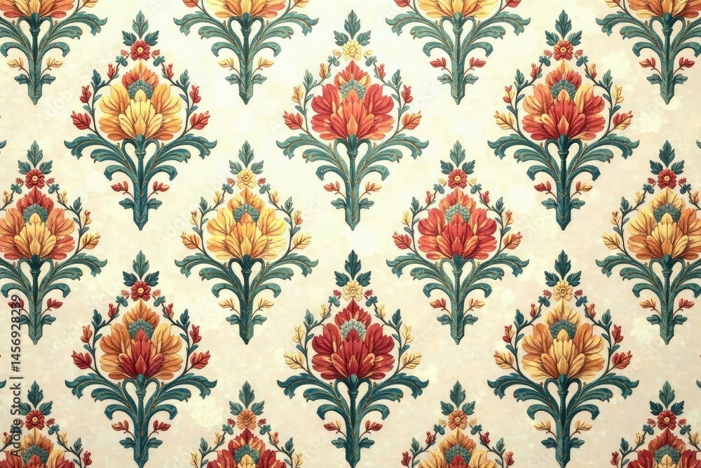 Elegant floral damask pattern ideal for interior design projects , repeat, sophisticated Elegant floral damask pattern ideal for interior design projects , repeat, sophisticated