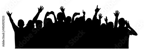 Cheering crowd at a rock concert, Crowd silhouette, cheerful people at concert