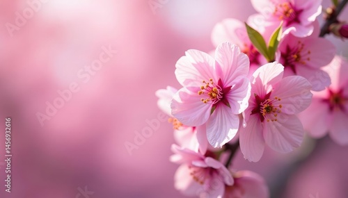 Delicate pink cherry blossoms, full bloom, soft petals , pink flowers, petals, fabric