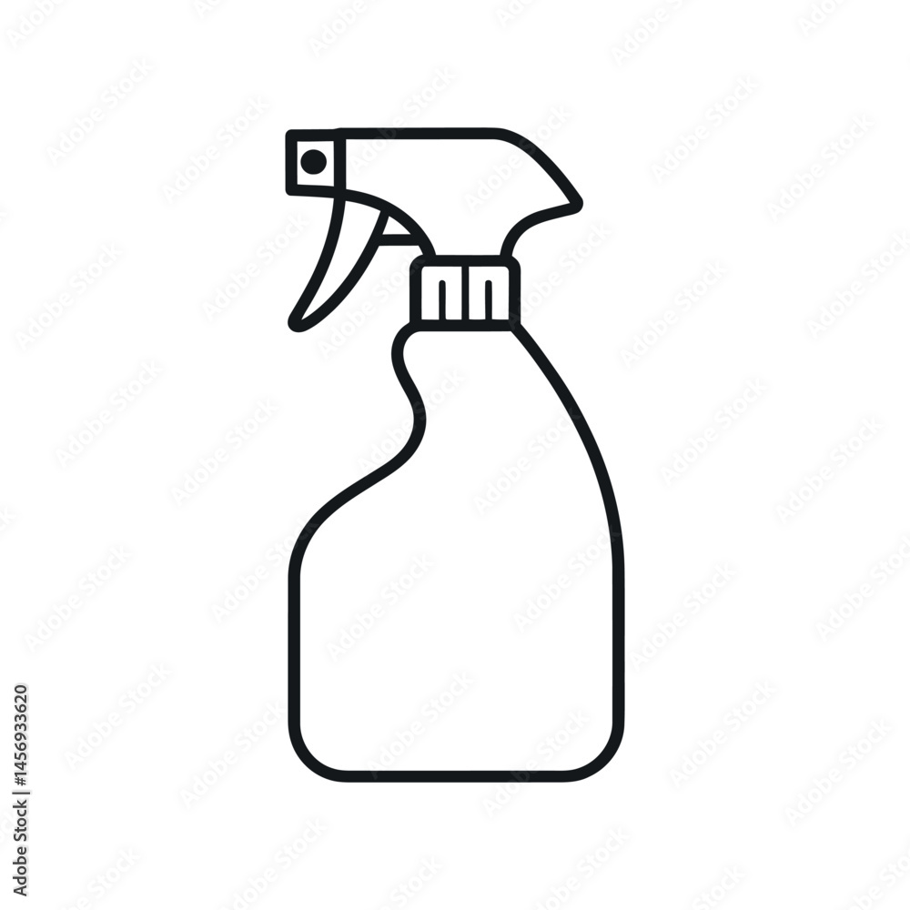 Simple Line Drawing of a Spray Bottle for Cleaning or Gardening Simple Line Drawing of a Spray Bottle for Cleaning or Gardening