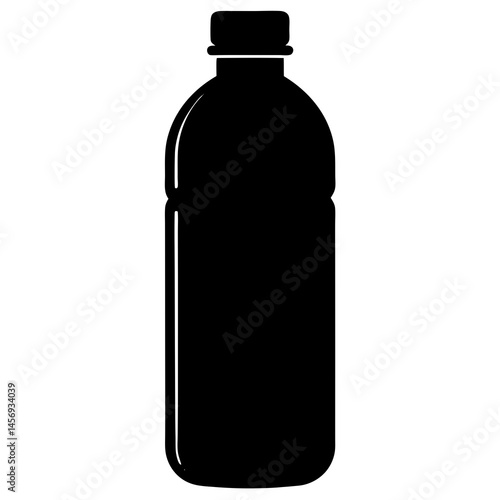 Black bottle isolated on white background Silhouette 