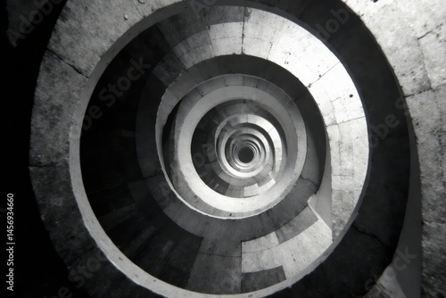 Complex overlapping circles forming a radiating design, monochrome, simple, optical, abstract