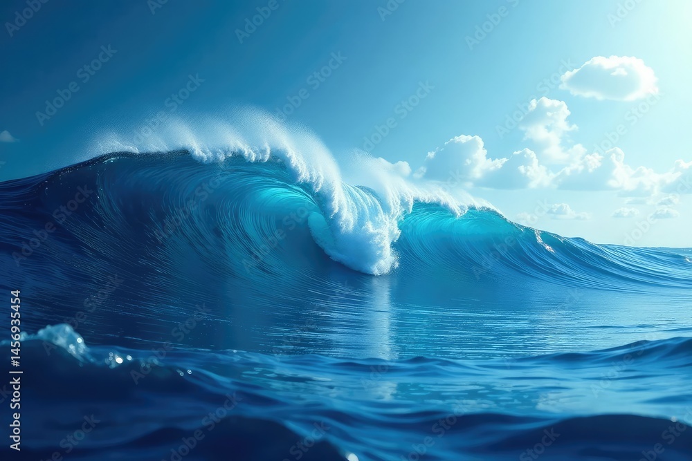 Ocean-inspired wave design, calming blue hues, soft, nautical, summer