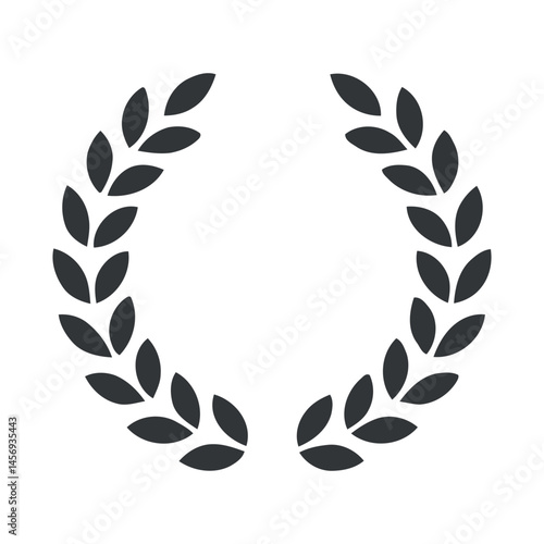 Simple Black Laurel Wreath Icon on White Background