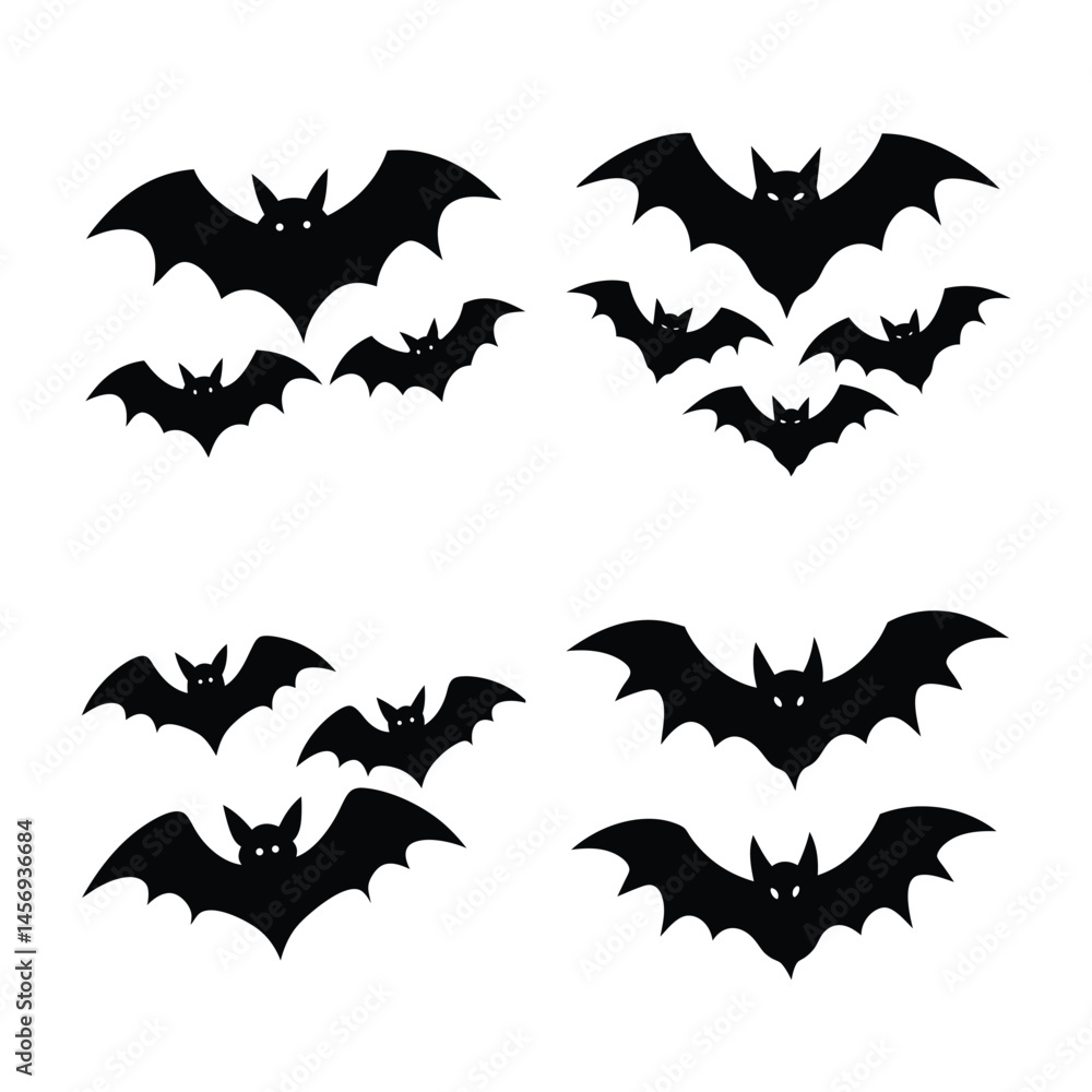 Naklejka premium set of Halloween bats silhouette 