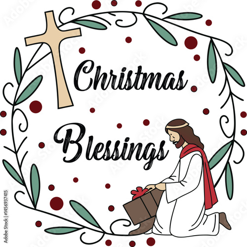 Christmas Blessings  Typography design
