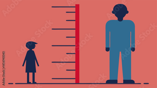 Height Chart Details An illustration focusing on the height chart with measurement markers while a silhouette of the suspect is positioned next to it.