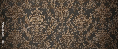 Sophisticated damask pattern, rich detail, subtle sheen ,  rococo,  silver,  motif