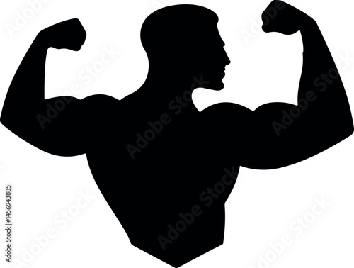 Bodybuilder Silhouette – High-Quality Vector for Fitness, Gym, Workout, and Muscle Training Designs