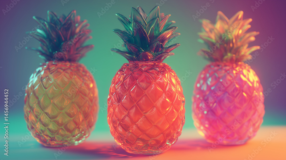 tropical 3d glass pineapple with luminous gradient effect – suitable for exotic food campaigns, digital artworks, or summer ads tropical 3d glass pineapple with luminous gradient effect – suitable for exotic food campaigns, digital artworks, or summer ads