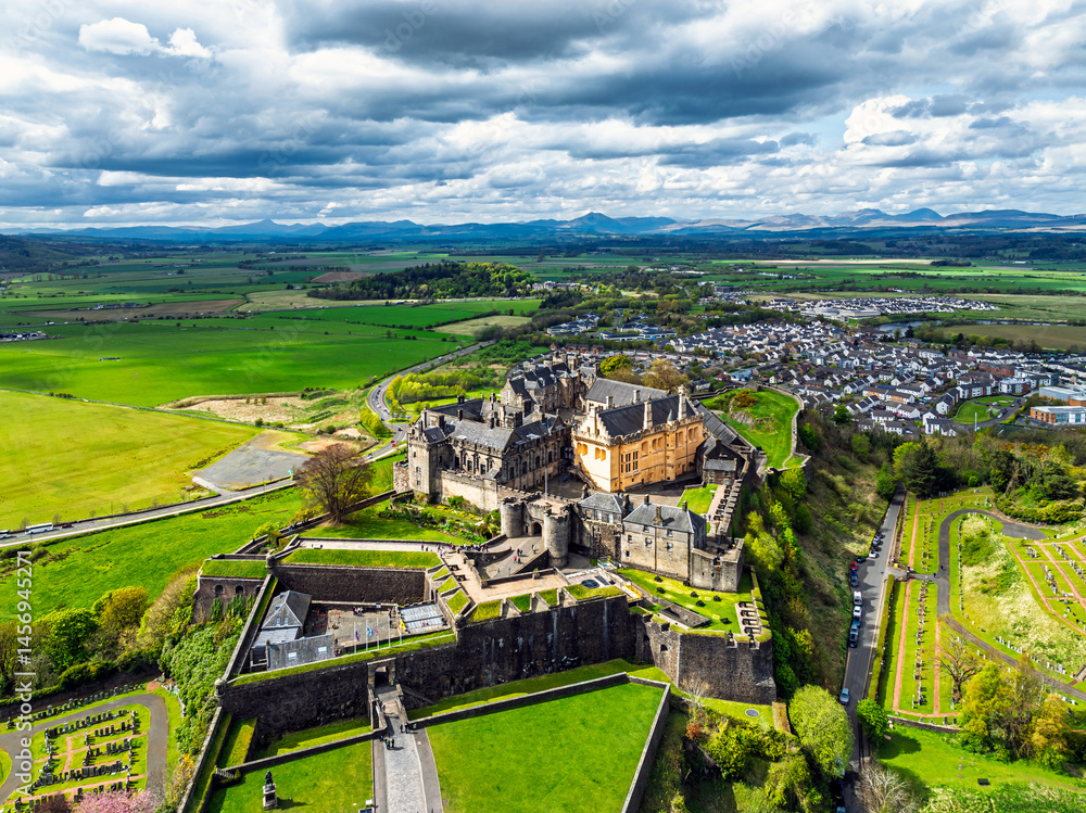 Stirling Castle from a drone, Stirling, Scotland, England