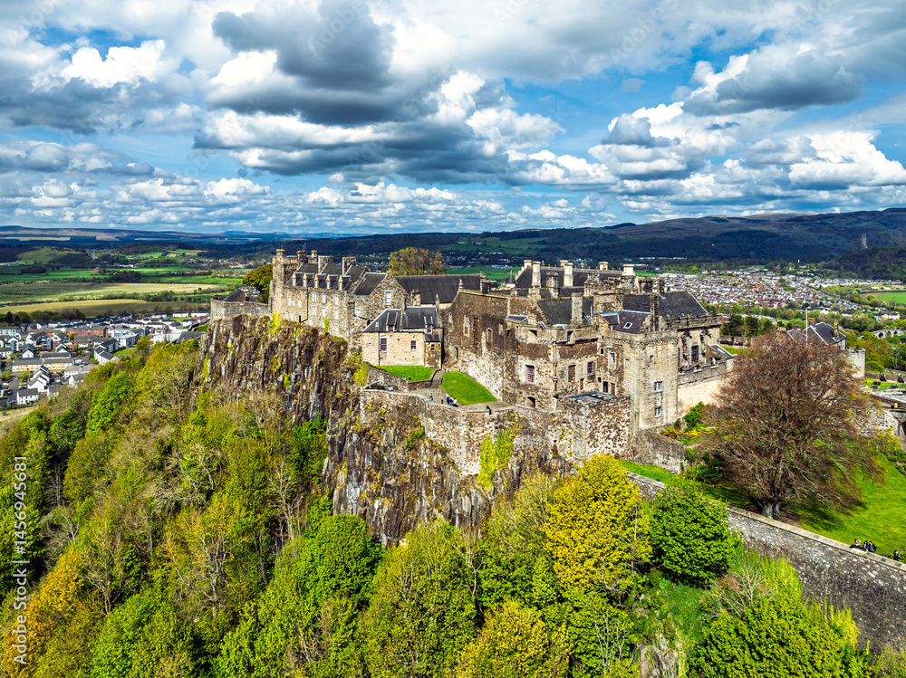 Stirling Castle from a drone, Stirling, Scotland, England