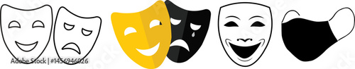 Collection of Theater Masks and Face Mask, mask vector set, 