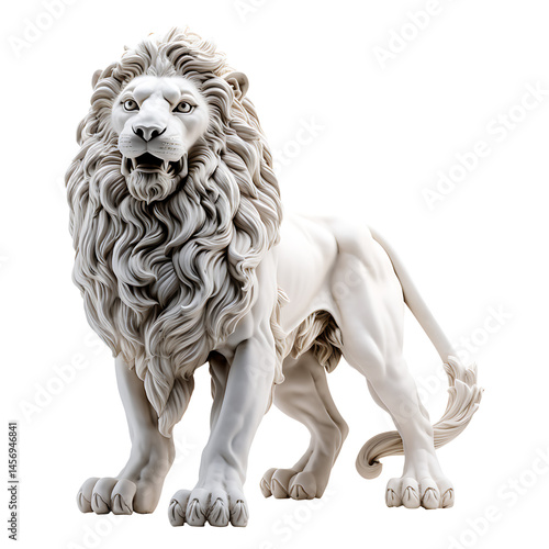 Fiber Lion Statue isolated on transparent background photo