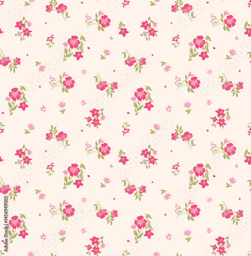 seamless pattern with pink flowers