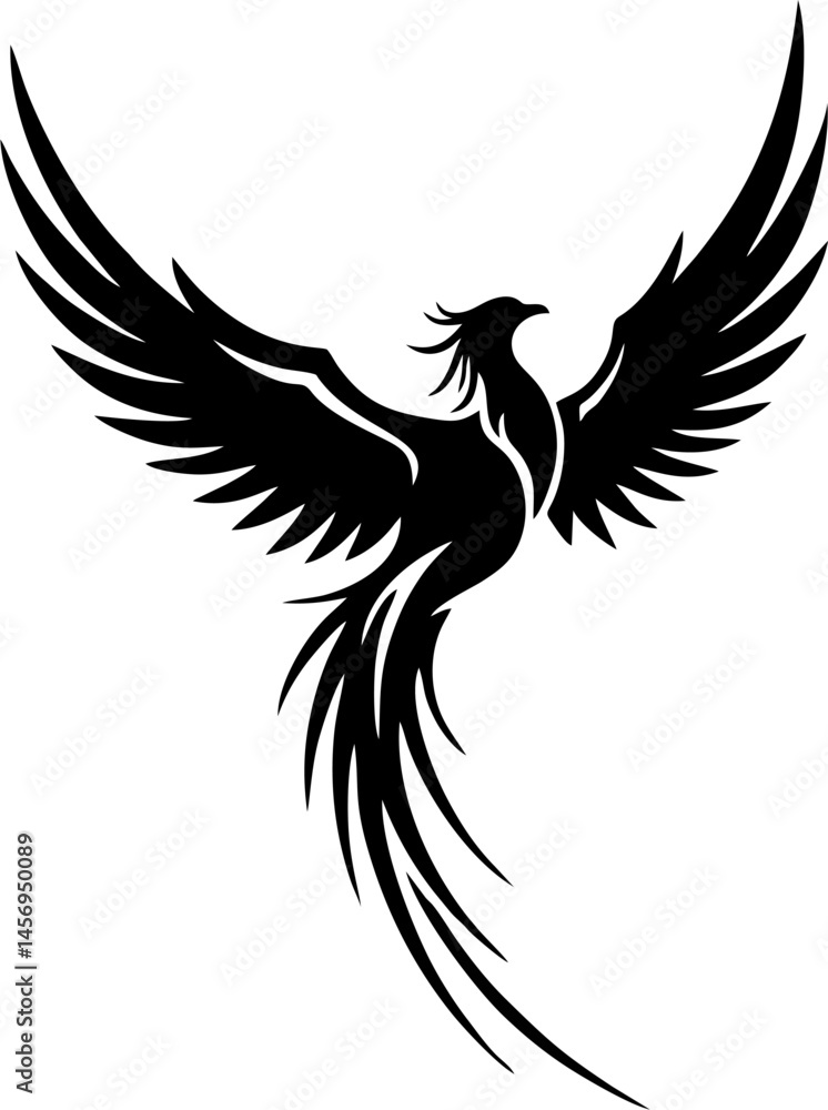 Fototapeta premium Tiny Phoenix Tattoo for Wrist or Neck with Minimalist Outline