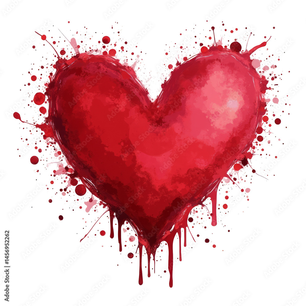 Abstract Splatter-Style Heart Created from Paint Splashes Abstract Splatter-Style Heart Created from Paint Splashes