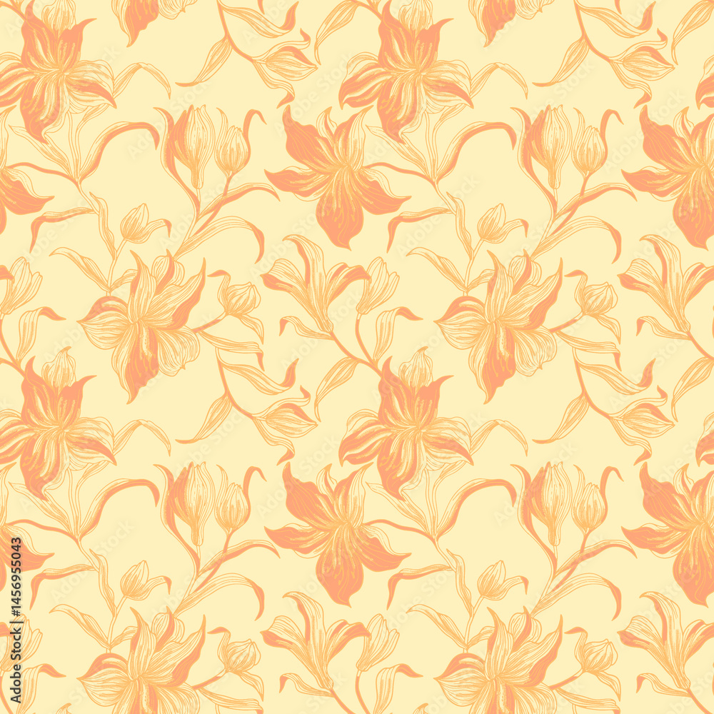 seamless pattern with beautiful yellow flowers seamless pattern with beautiful yellow flowers