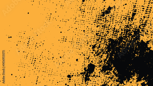 High-Contrast Black and yellow vector  Gradient Dots Texture Background, Abstract texture dust particle and dust grain on white background.