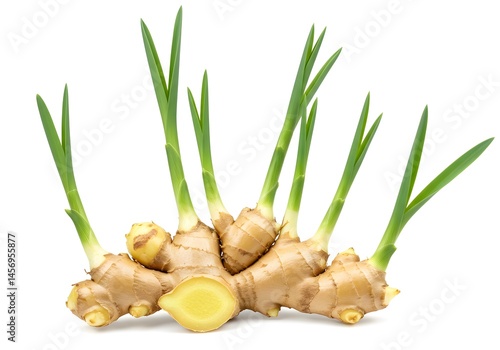 Fresh ginger root with shoots