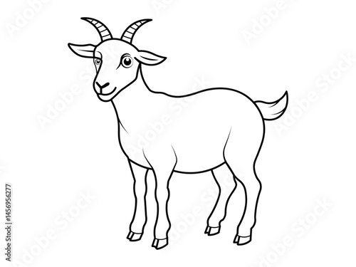 Standing goat vector silhouette illustration and artwork