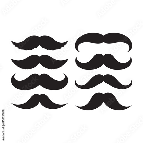 Cool hipster moustache icon, set isolated on white background