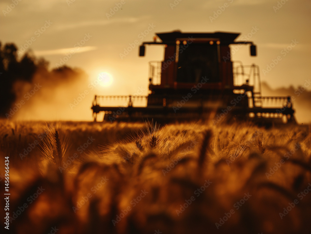 Fototapeta premium stunning agricultural scene during the harvest season, showcasing the beauty of farming and the role of modern machinery in agriculture.