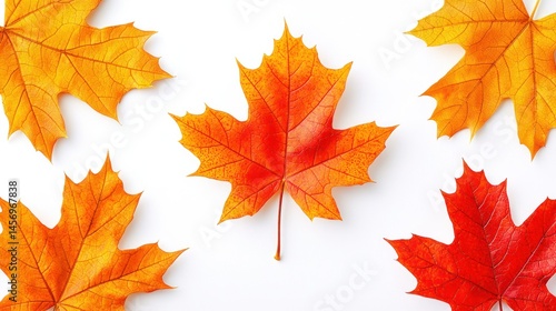Wallpaper Mural Colorful maple leaves, autumn textures, white background Torontodigital.ca