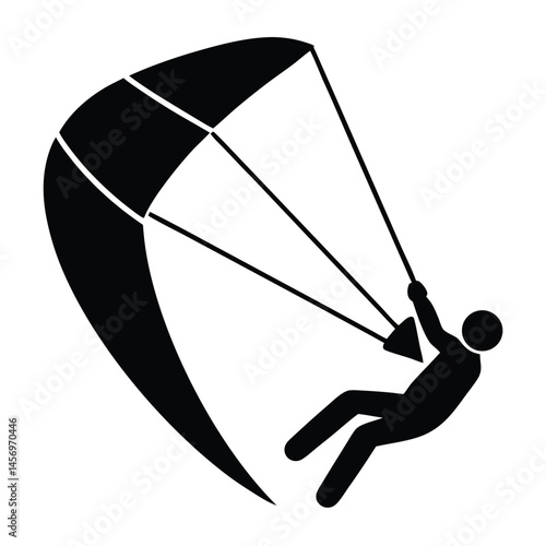 Silhouette of a Person Kite Surfing, Windsurfing, or Kitesurfing